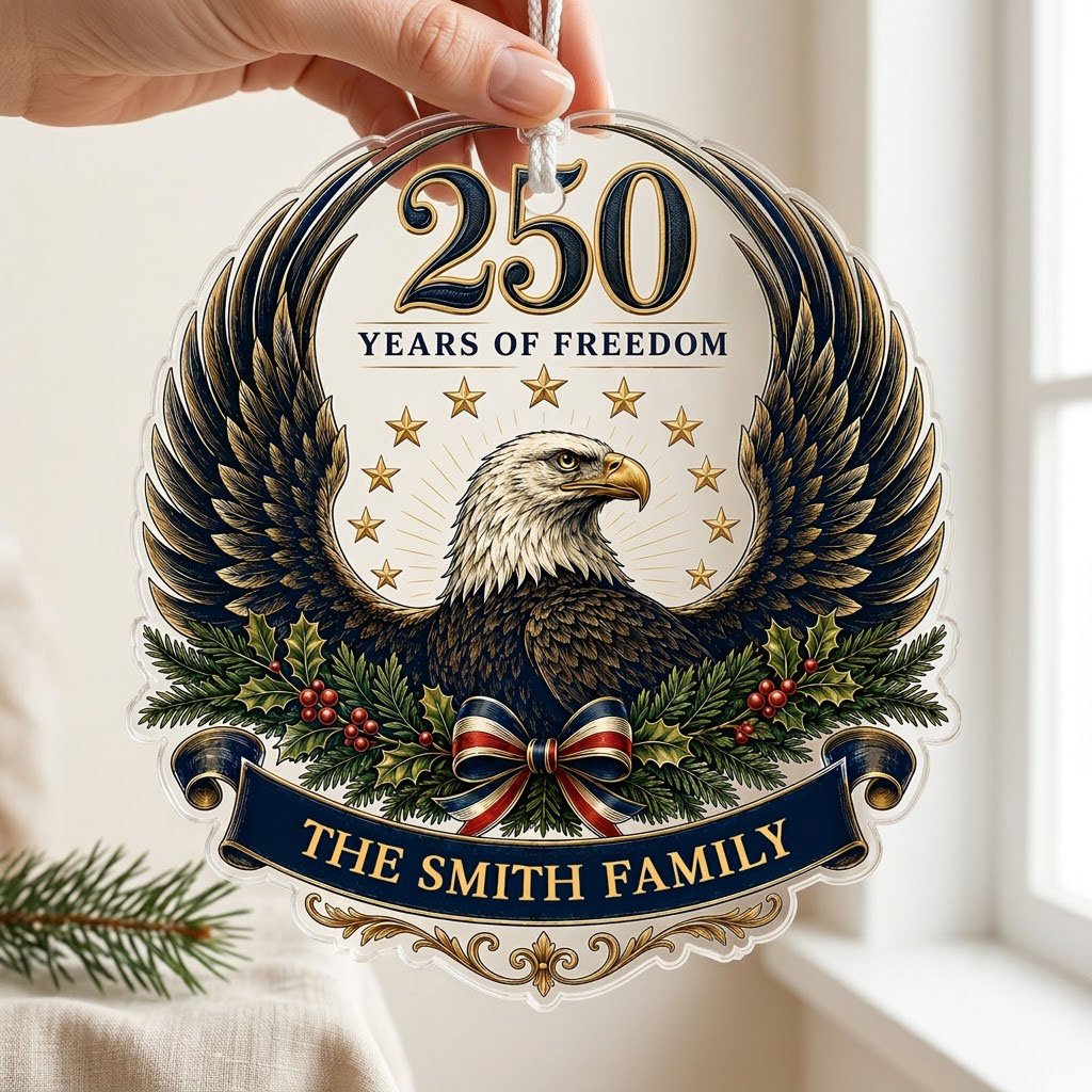 Personalized America 250th American Eagle Acrylic Ornament, Custom Patriotic Holiday Keepsake