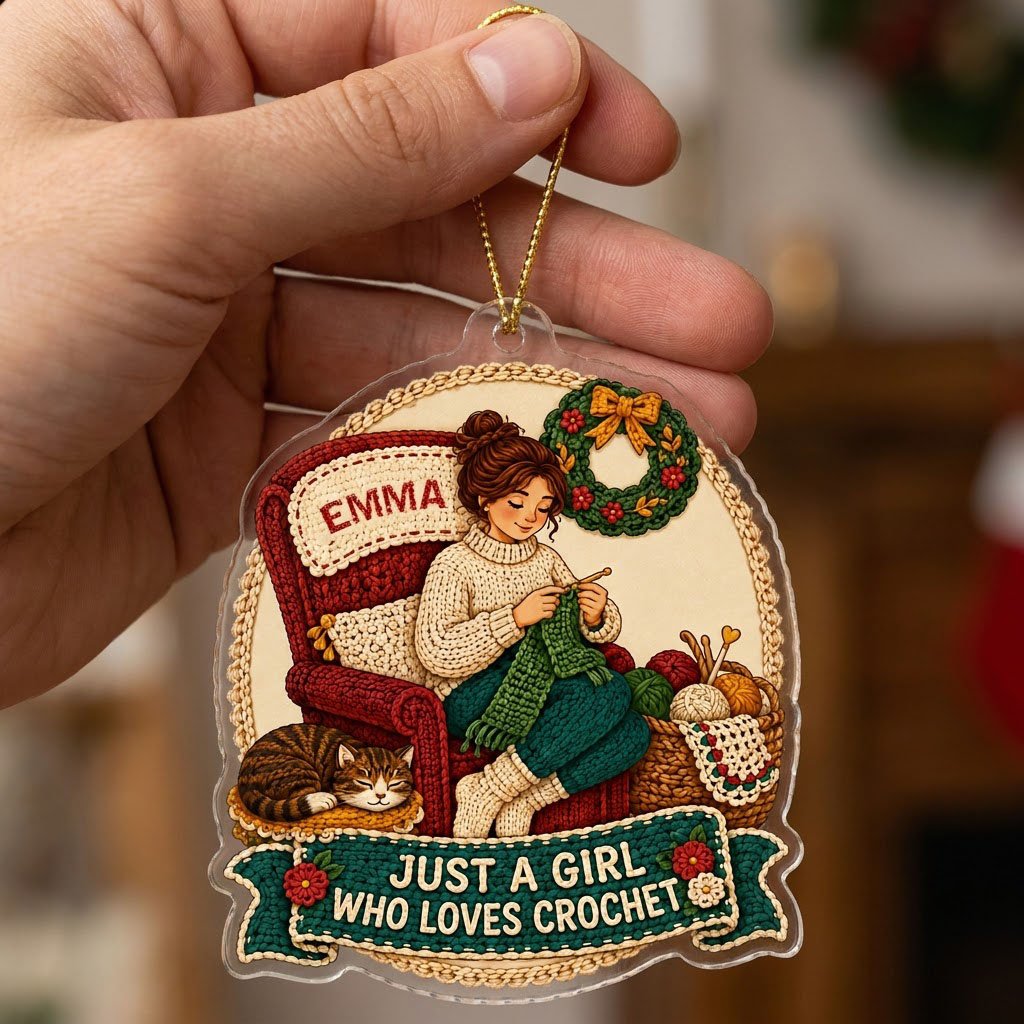 Personalized Just A Girl Who Loves Crochet Acrylic Ornament