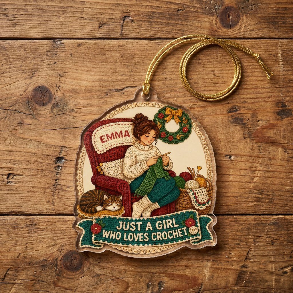 Personalized Just A Girl Who Loves Crochet Acrylic Ornament