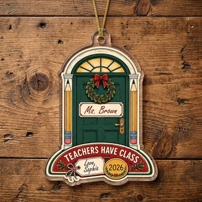 Personalized Teacher Classroom Door Acrylic Ornament, Custom Appreciation Keepsake