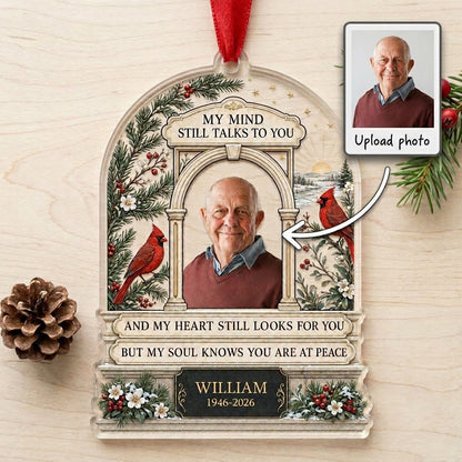 Personalized Heavenly Arch Cardinals Photo Memorial Acrylic Ornament