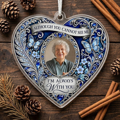 Personalized Sapphire Heart Photo Memorial Acrylic Ornament