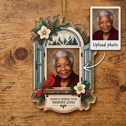 Personalized Memorial Photo Cardinal Window Christmas Ornament