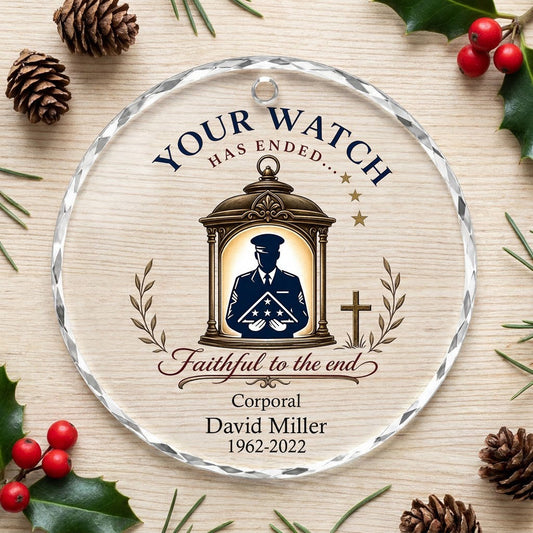 Personalized Police Memorial Your Watch Has Ended Lantern Round Glass Ornament