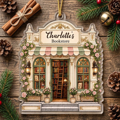 Personalized Bookstore Acrylic Ornament, Custom Book Lover Christmas Keepsake