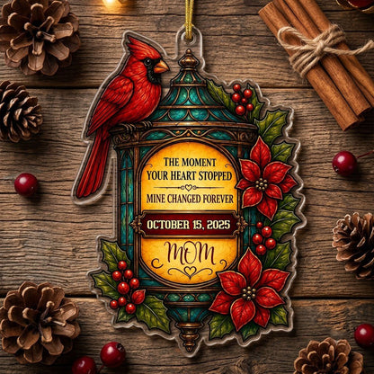 Personalized Red Cardinal Lantern Memorial Acrylic Ornament