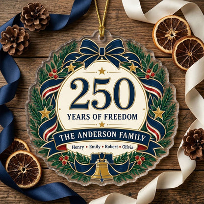Personalized 250 Years of Freedom Family Christmas Ornament