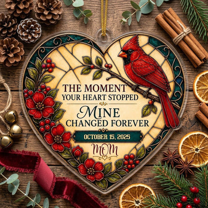 Personalized Red Cardinal Heart Plaque Memorial Acrylic Ornament