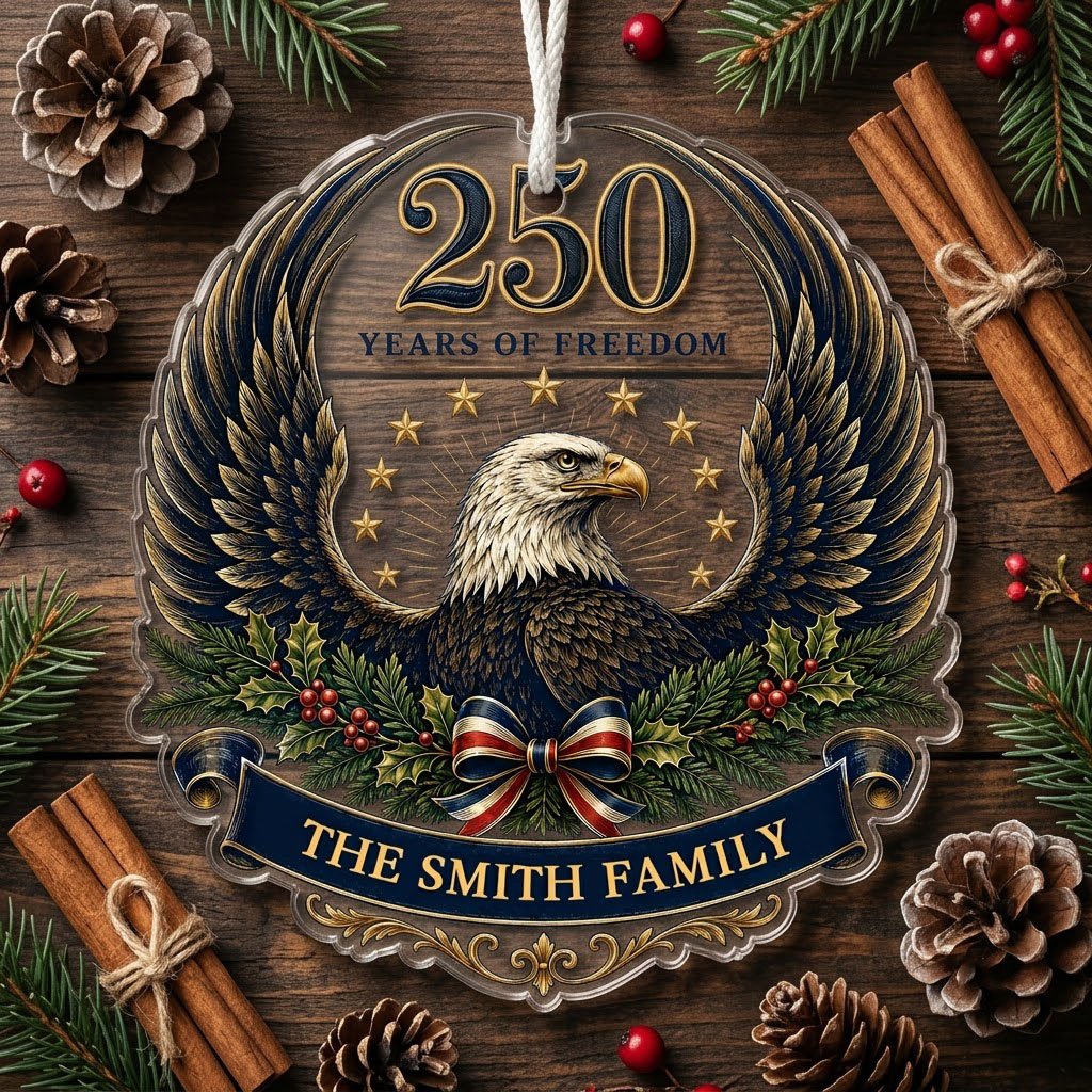 Personalized America 250th American Eagle Acrylic Ornament, Custom Patriotic Holiday Keepsake