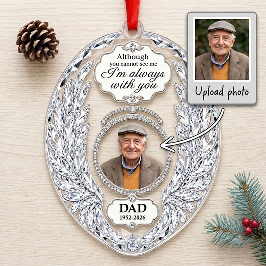 Personalized Crystal Angel Wings Oval Photo Memorial Acrylic Ornament