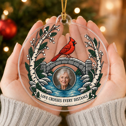 Personalized Memorial Photo Cardinal Bridge Christmas Ornament