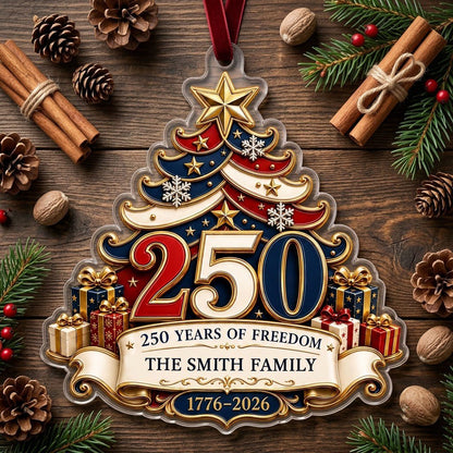 Personalized America 250th Tree of Freedom Acrylic Ornament, Custom Patriotic Holiday Keepsake