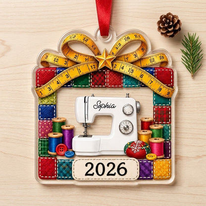 Personalized Quilt Patchwork Sewing Machine Acrylic Ornament