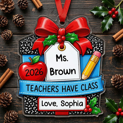 Personalized Teacher Composition Notebook Gift Box Acrylic Ornament, Custom Appreciation Keepsake