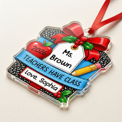 Personalized Teacher Composition Notebook Gift Box Acrylic Ornament, Custom Appreciation Keepsake