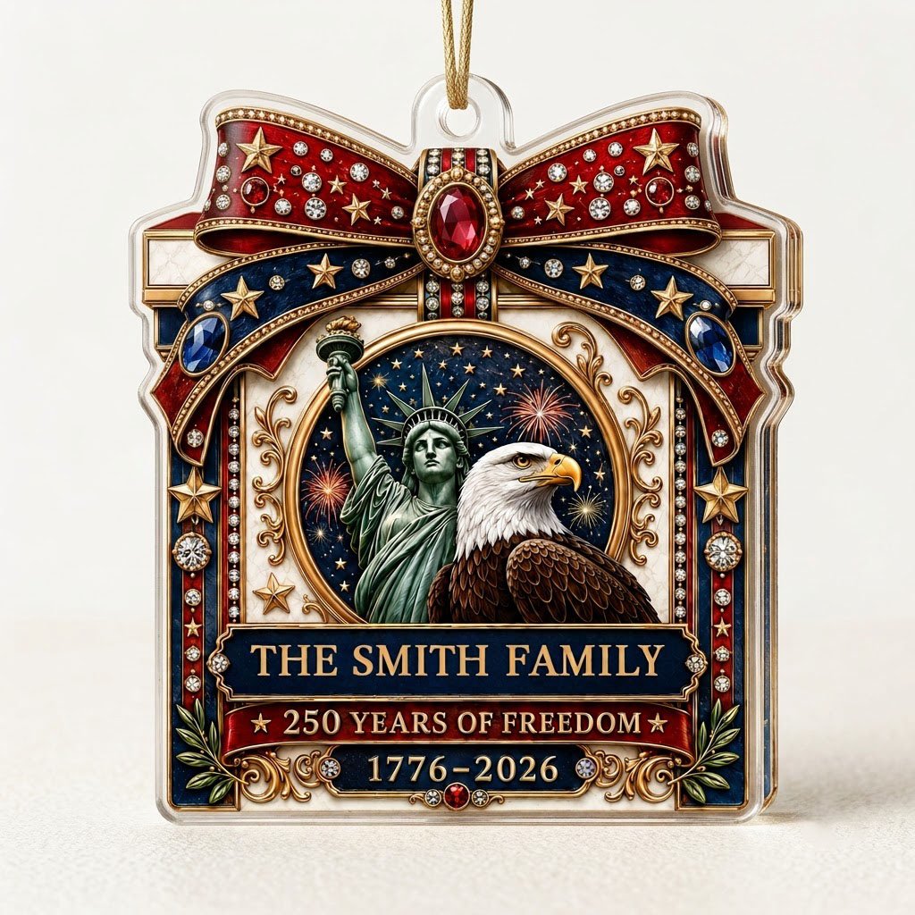 Personalized America 250th Statue of Liberty Eagle Acrylic Ornament, Custom Patriotic Keepsake