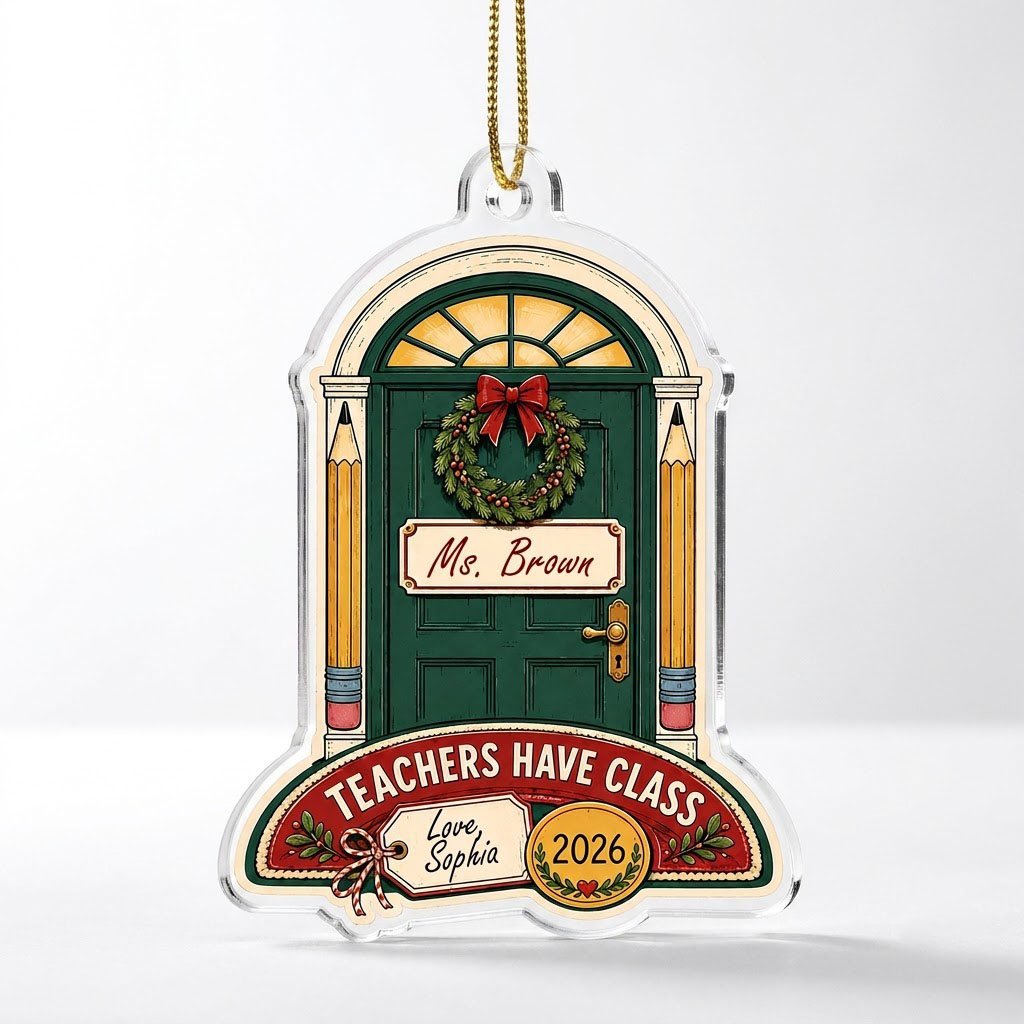 Personalized Teacher Classroom Door Acrylic Ornament, Custom Appreciation Keepsake