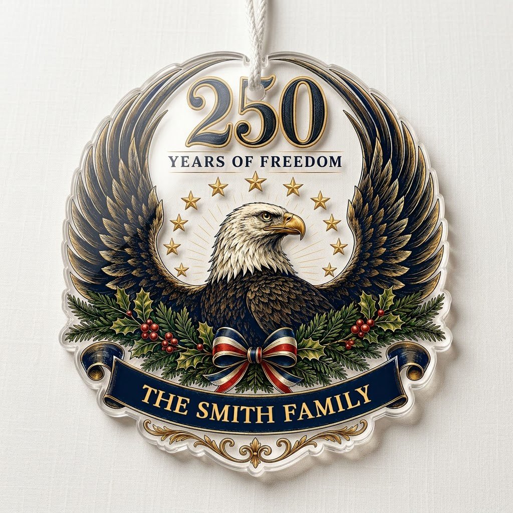 Personalized America 250th American Eagle Acrylic Ornament, Custom Patriotic Holiday Keepsake
