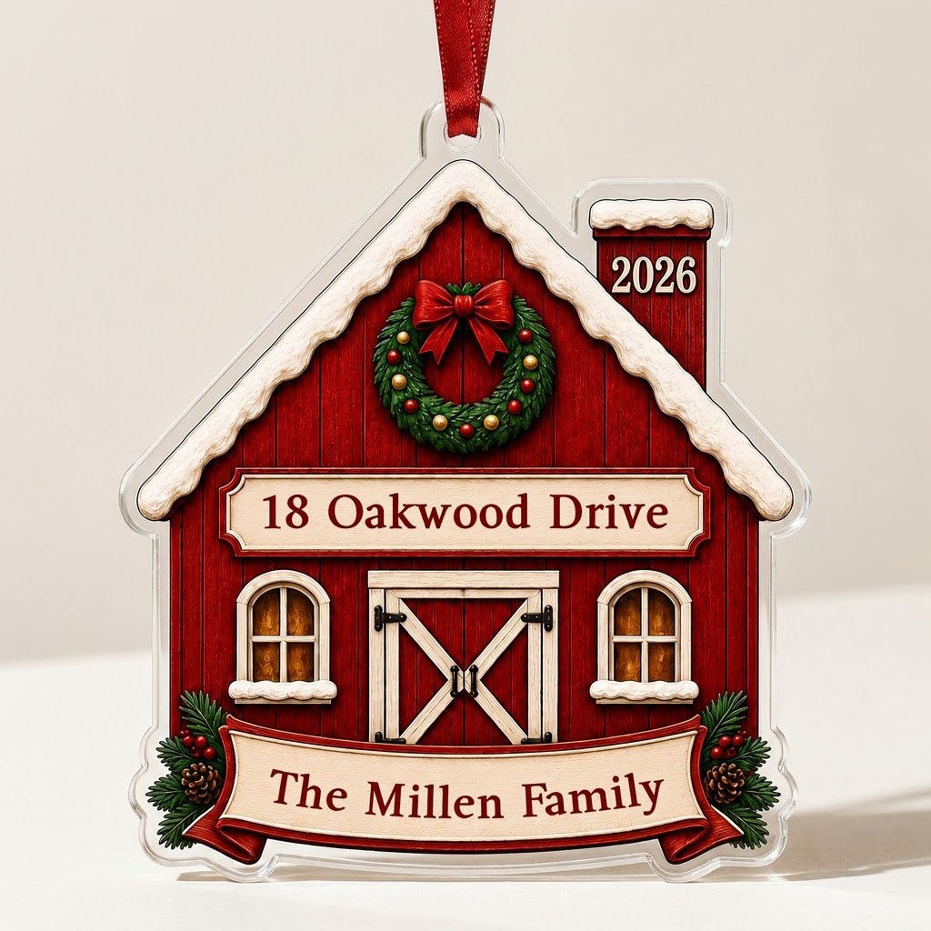 Personalized Rustic Red Barn New Home Acrylic Ornament