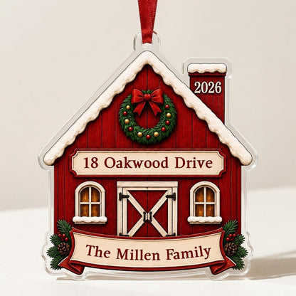 Personalized Rustic Red Barn New Home Acrylic Ornament