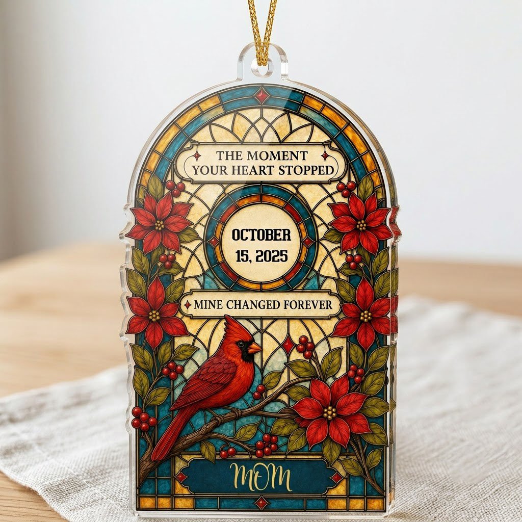 Personalized Red Cardinal Arch Plaque Memorial Acrylic Ornament