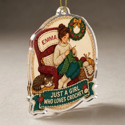 Personalized Just A Girl Who Loves Crochet Acrylic Ornament