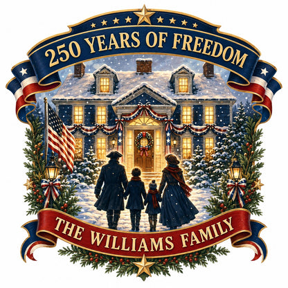 Personalized America 250th Years of Freedom Acrylic Ornament, Custom Patriotic Holiday Keepsake