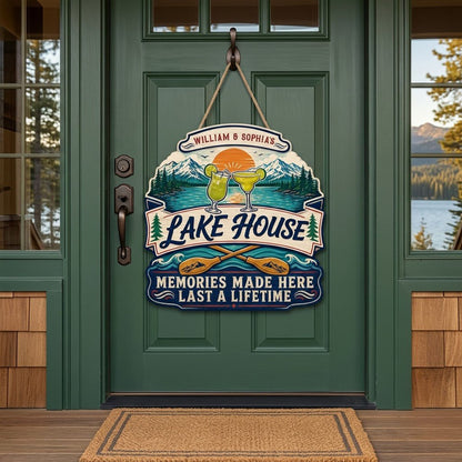 Personalized Lake House Cocktail Memories Wooden Hanging Sign