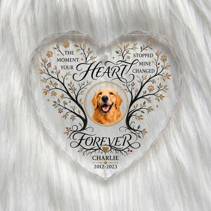 Personalized Dog Memorial Photo The Moment Your Heart Stopped Heart Glass Ornament