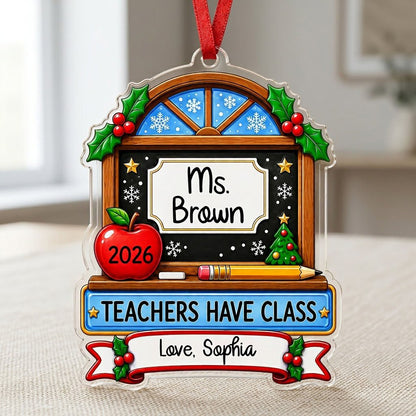 Personalized Classroom Blackboard Teacher Acrylic Ornament, Custom School Keepsake