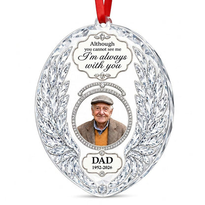 Personalized Crystal Angel Wings Oval Photo Memorial Acrylic Ornament