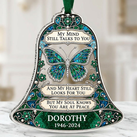 Personalized Emerald Butterfly Bell Memorial Acrylic Ornament