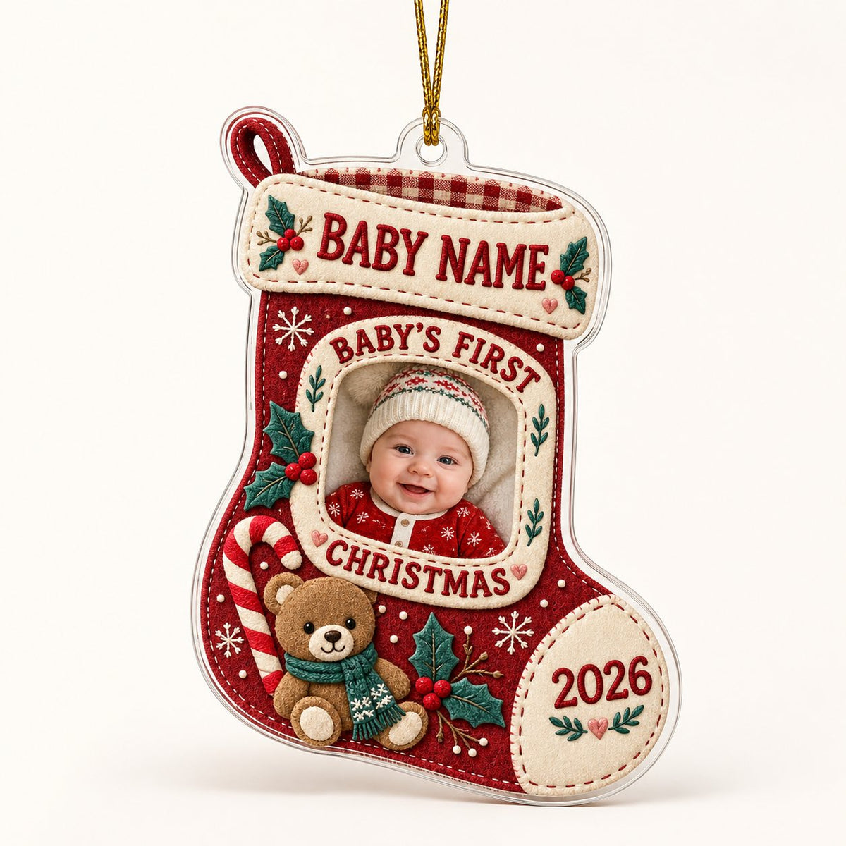Personalized Baby's First Christmas Photo Acrylic Ornament