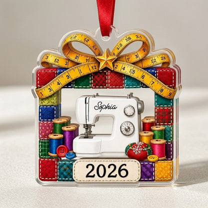 Personalized Quilt Patchwork Sewing Machine Acrylic Ornament