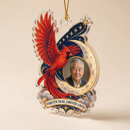 Personalized Memorial Photo Cardinal Moon Christmas Ornament