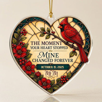 Personalized Red Cardinal Heart Plaque Memorial Acrylic Ornament