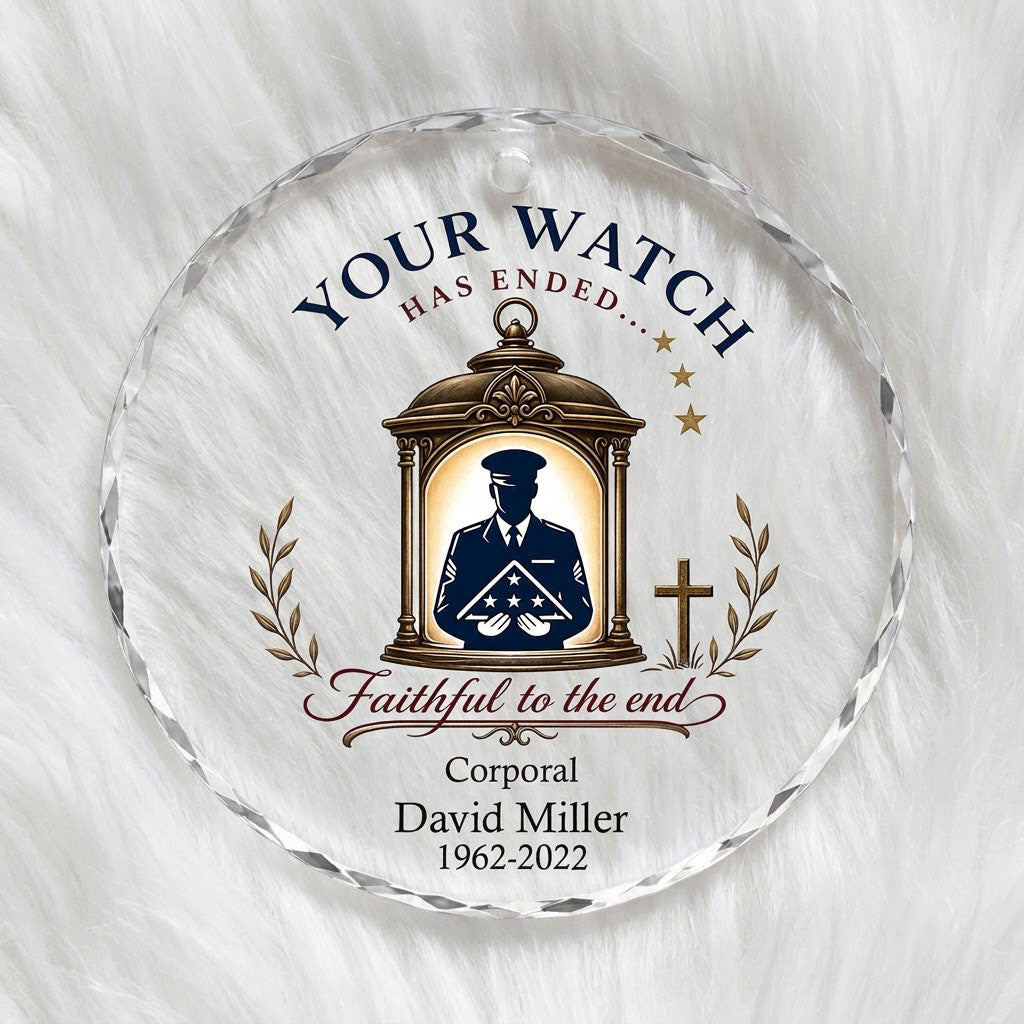 Personalized Police Memorial Your Watch Has Ended Lantern Round Glass Ornament