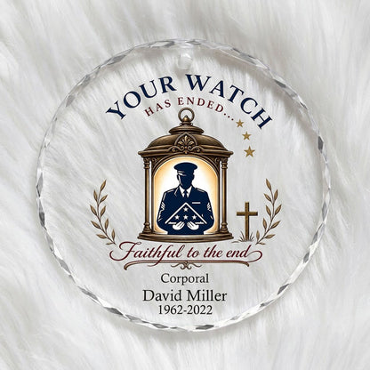 Personalized Police Memorial Your Watch Has Ended Lantern Round Glass Ornament