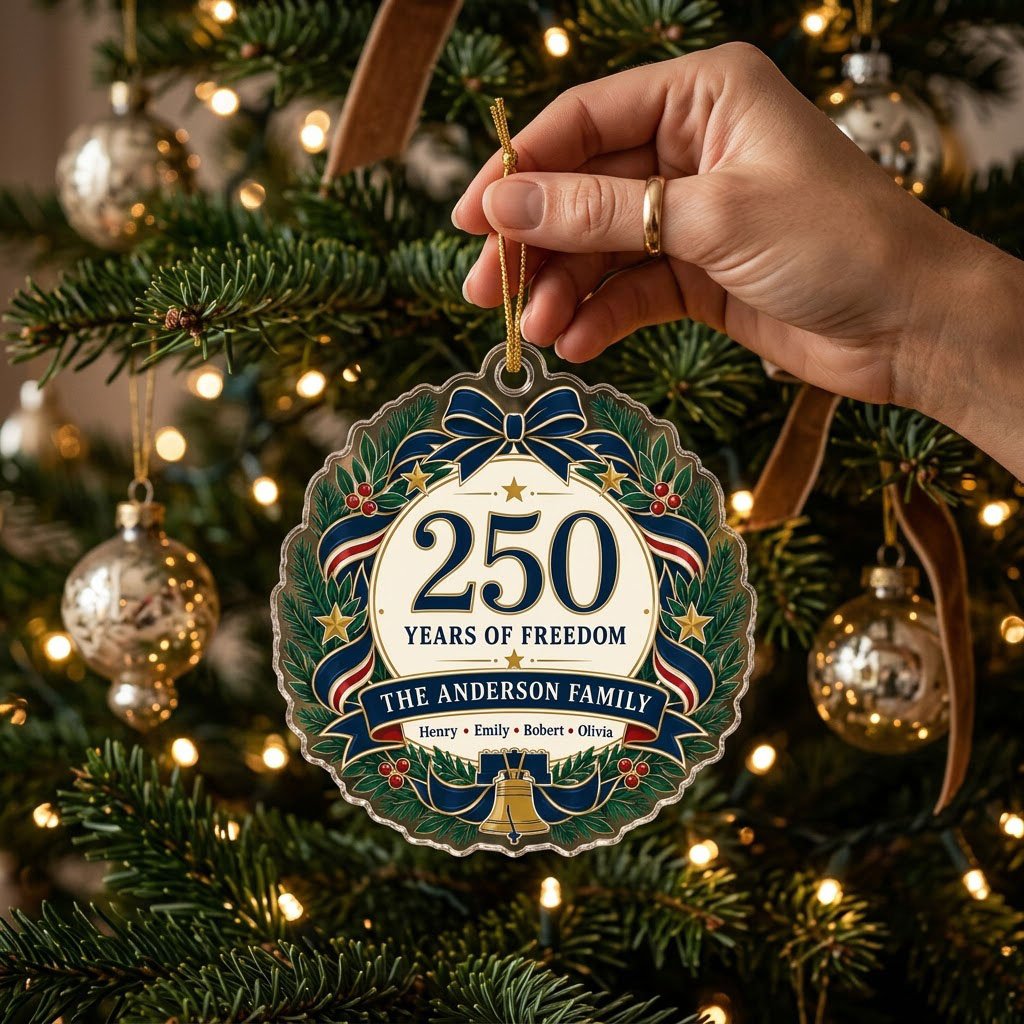 Personalized 250 Years of Freedom Family Christmas Ornament