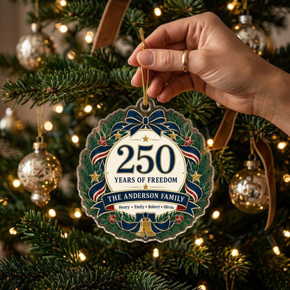 Personalized 250 Years of Freedom Family Christmas Ornament