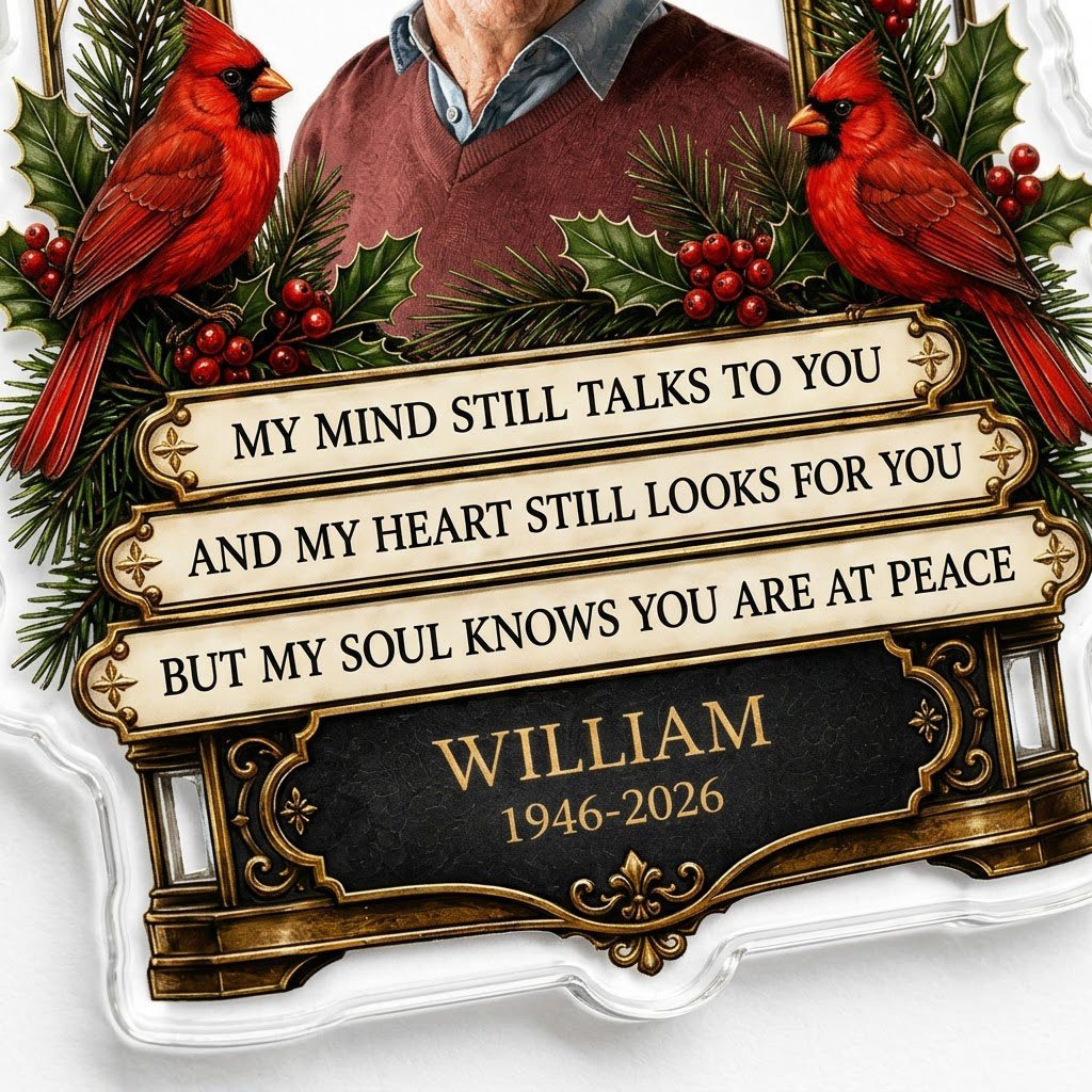 Personalized Cardinals Vintage Lantern Photo Memorial Acrylic Ornament