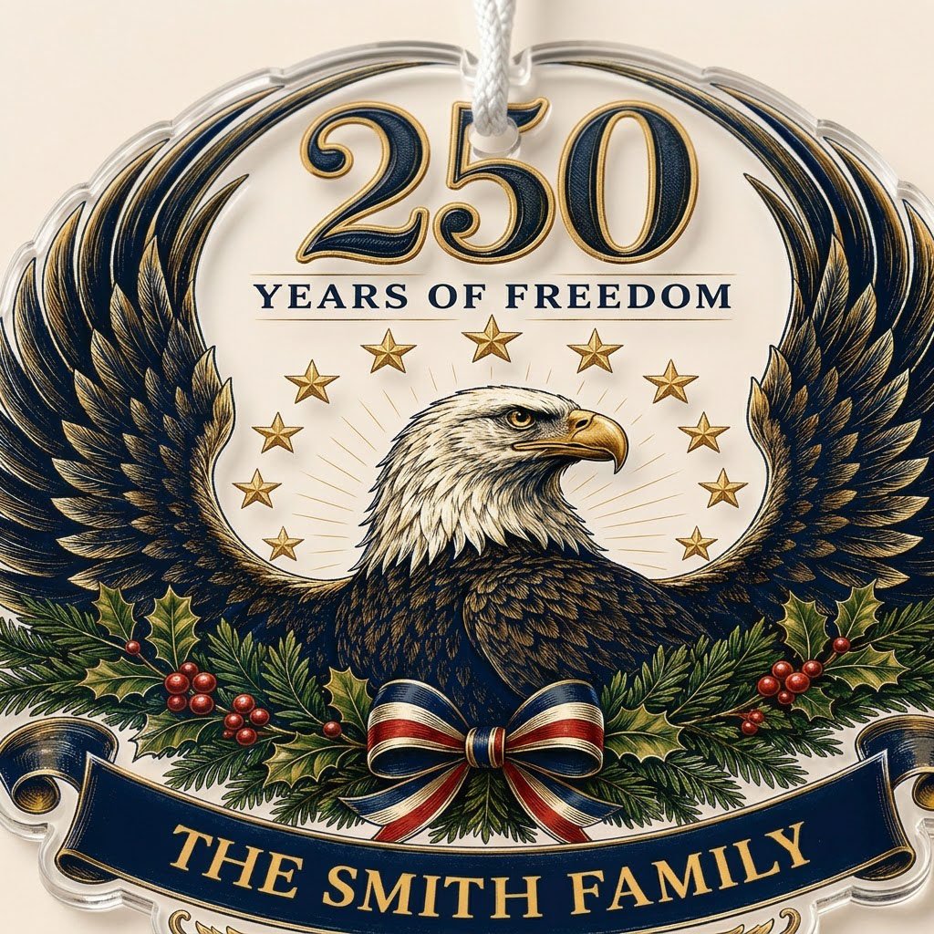 Personalized America 250th American Eagle Acrylic Ornament, Custom Patriotic Holiday Keepsake