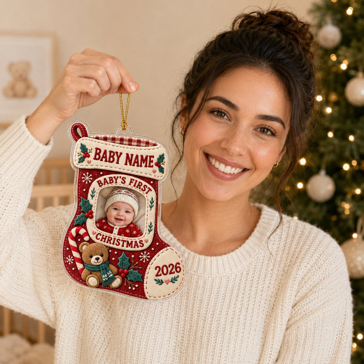 Personalized Baby's First Christmas Photo Acrylic Ornament