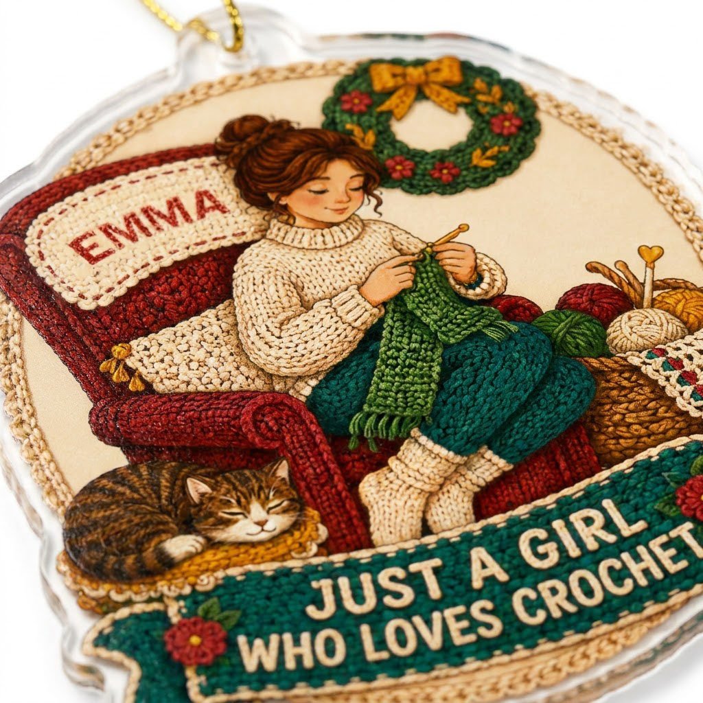 Personalized Just A Girl Who Loves Crochet Acrylic Ornament