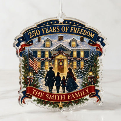 Personalized America 250th Years of Freedom Acrylic Ornament, Custom Patriotic Holiday Keepsake