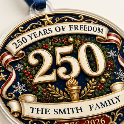 Personalized America 250th Medallion Acrylic Ornament, Custom Patriotic Holiday Keepsake
