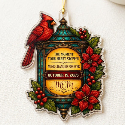 Personalized Red Cardinal Lantern Memorial Acrylic Ornament