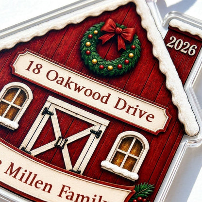 Personalized Rustic Red Barn New Home Acrylic Ornament