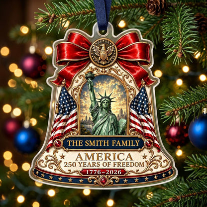 Personalized America 250th Liberty Bell Statue of Liberty Acrylic Ornament, Custom Patriotic Keepsake