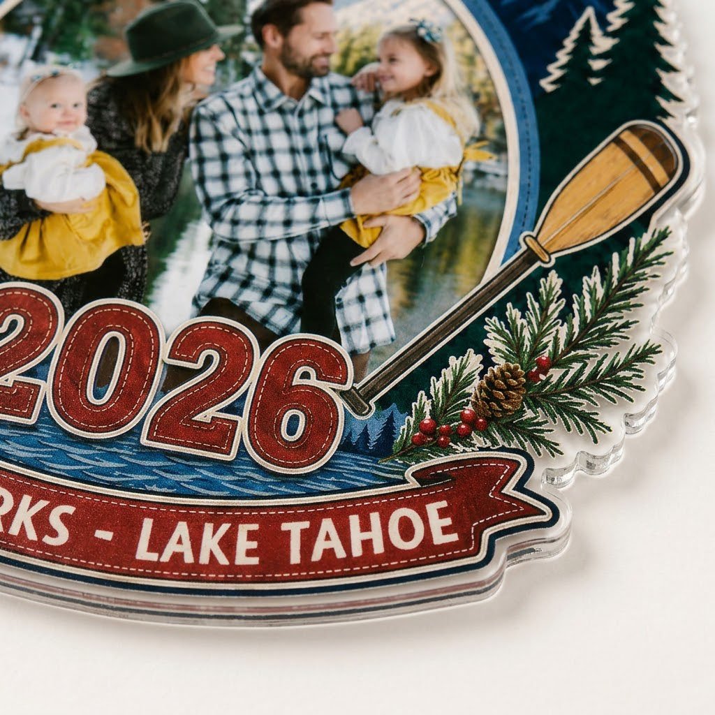 Personalized Best Trip Lake Adventure Photo Acrylic Ornament